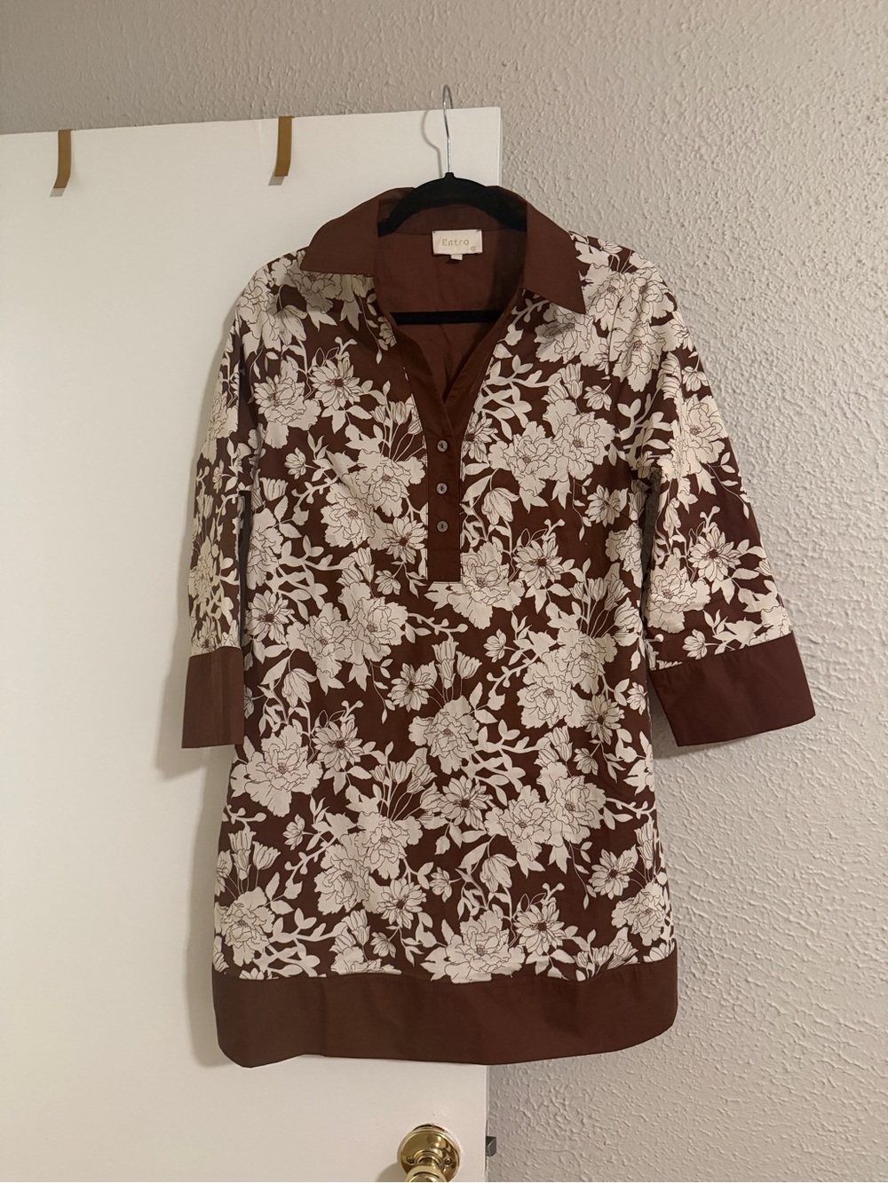 Entro Brown and Cream Floral Mini Dress